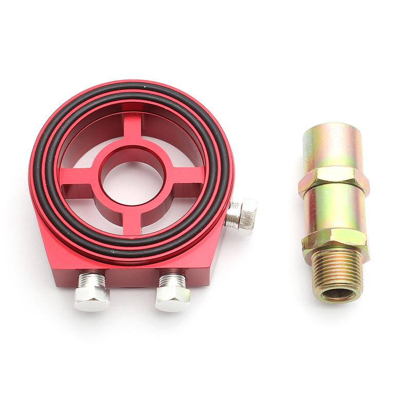Universal Aluminum Oil Filter Sandwich Plate Thread Adapter, Oil Cooler Pressure Temp Gauge Adapter Kit