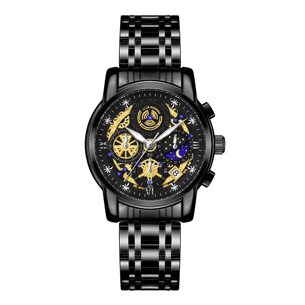 WWOOR Skeleton Watch Trendy Business Men's Watches Waterproof Fashion Quartz Men's Watches
