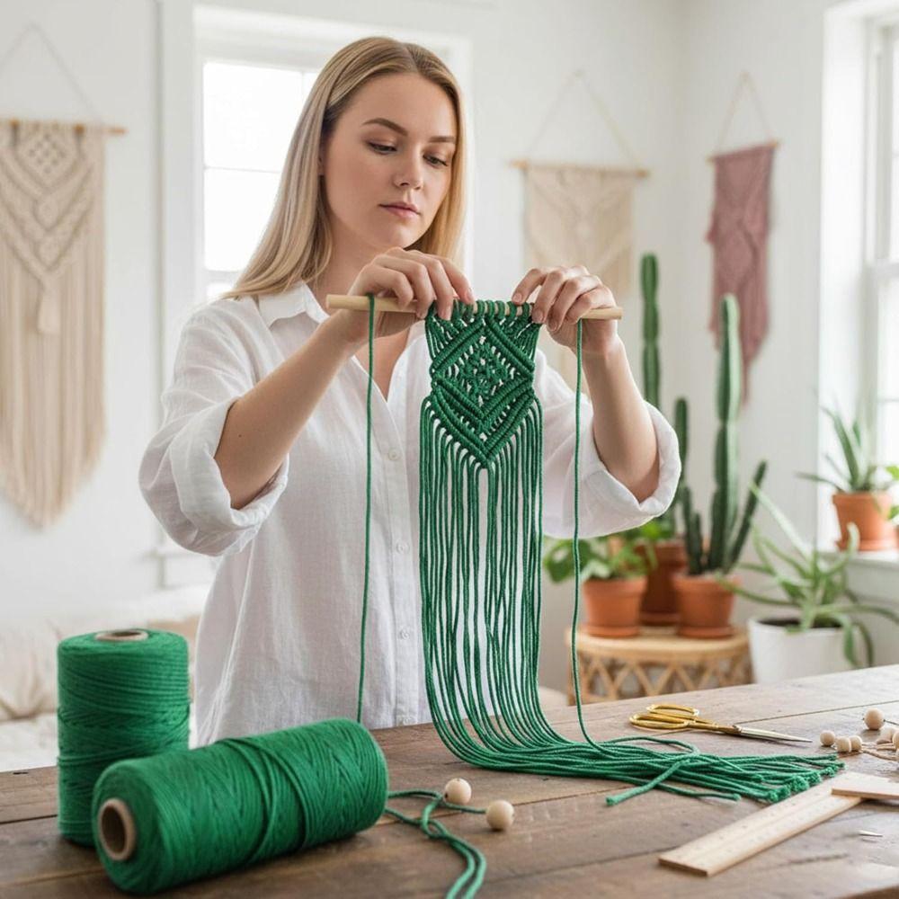 Hot 3mm Macrame Cord Soft Eco-friendly Colored Cotton Rope Knotting and Weaving Rope for Wall Hanging