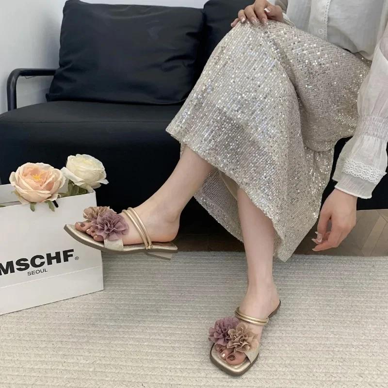 Women's Slippers 2025 Open Toe Fashion Shoes for Women Floral Daily Slippers Comfortable Flat Best Seller Flat Slippers Zapatos