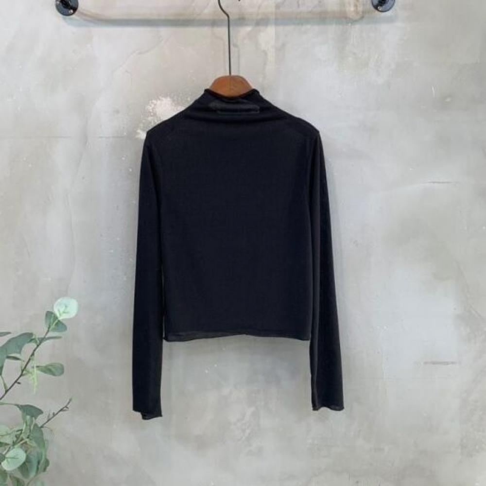 C S In The Room Anji Sheer moCk neCk baSiC Long Sleeve T ShirT 4 ColorS