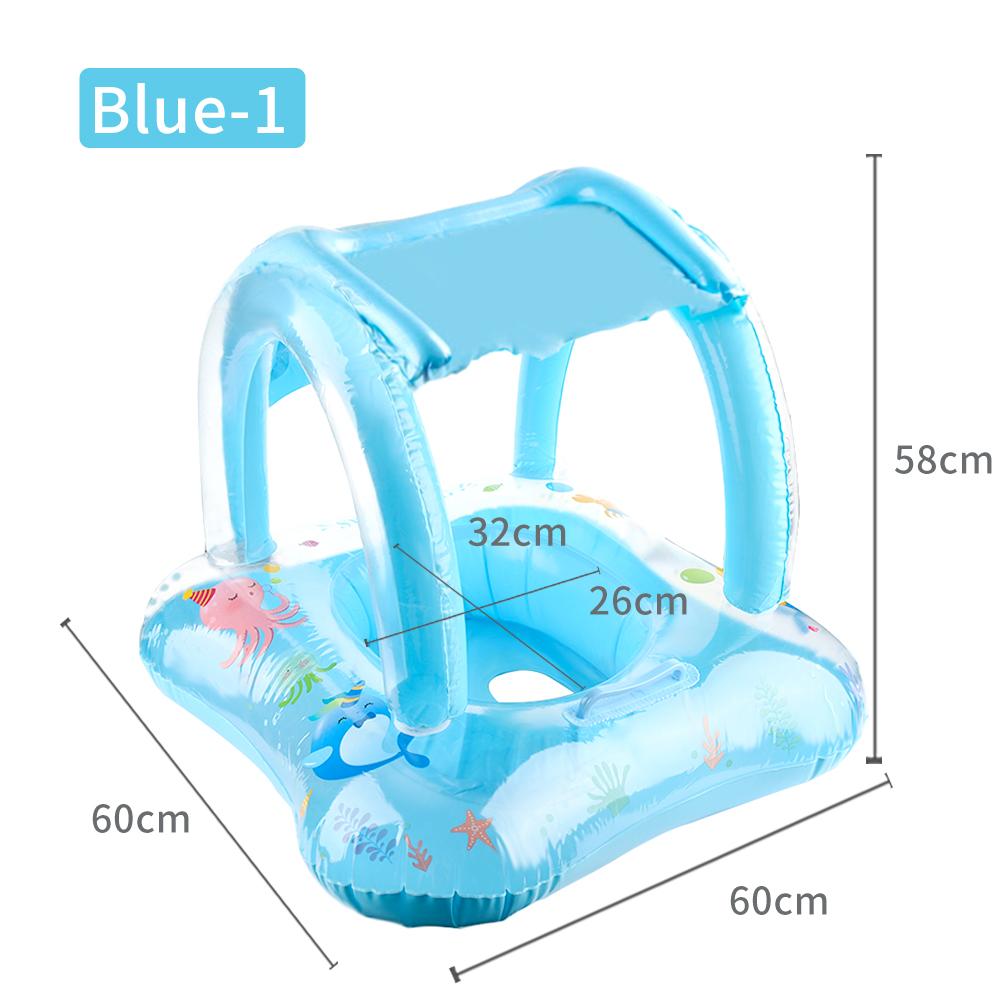 Toddler Swim Ring with Sunshade, Inflatable Baby Pool Float with Toy for Water Play