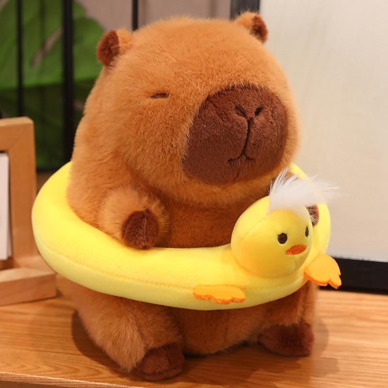Capybara Cute Plush Toy With Detachable Swim Ring Soft Stuffed Animal Doll