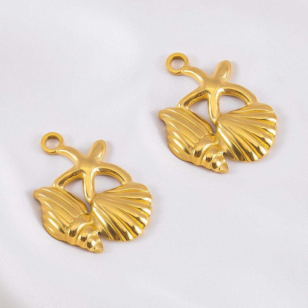 2pcs Stainless Steel Enamel Gold Plated 3D Fish Charms Star Shell Pendants DIY Boho Necklace Bracelet Earrings Jewelry Findings