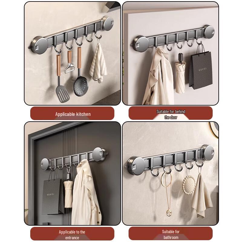 Baihan No-Drill Suction Bathroom Door Hook Rack