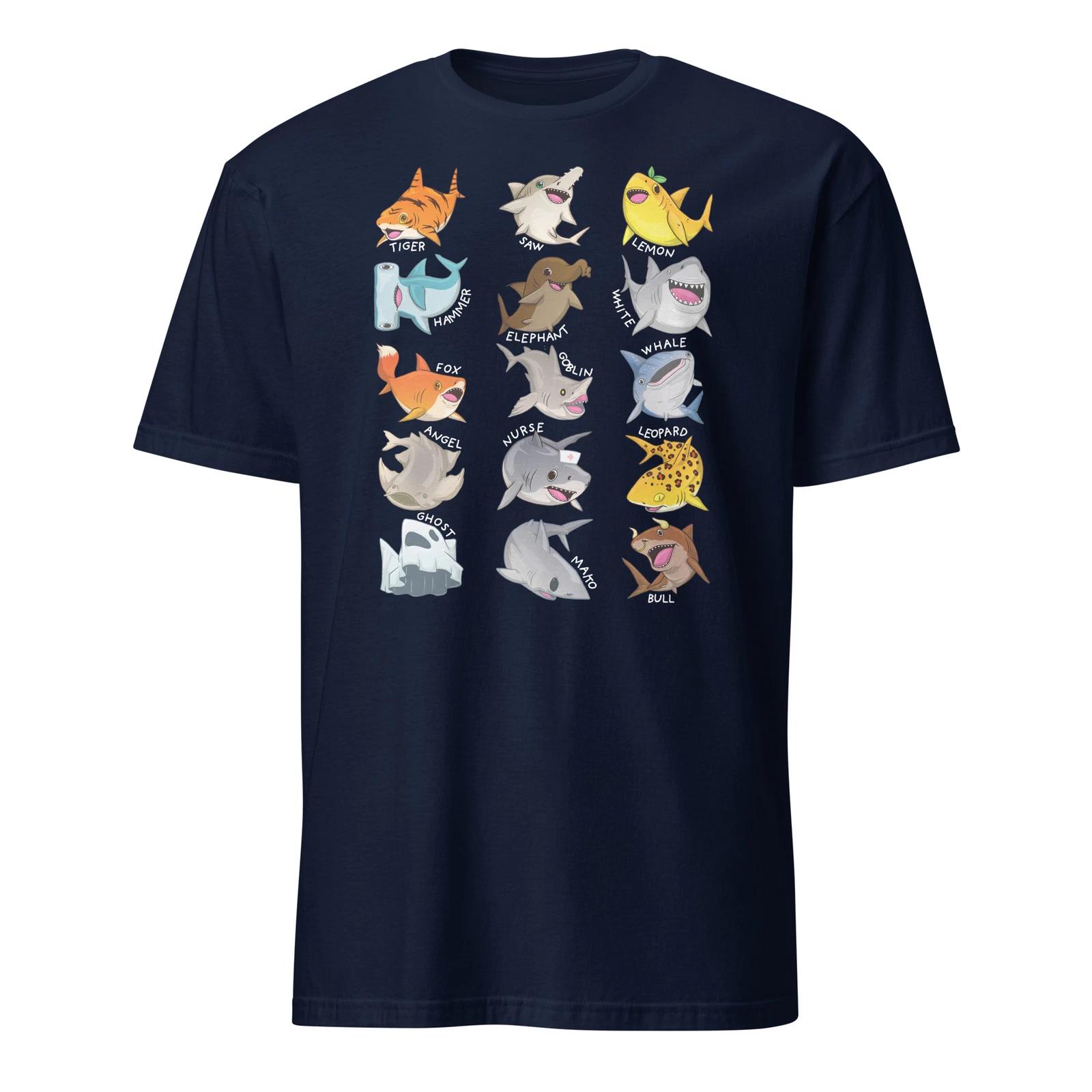

Shark Shirt Types Of Sharks Marine Biology Funny Shark T-Shirt Size S-3XL Gift M