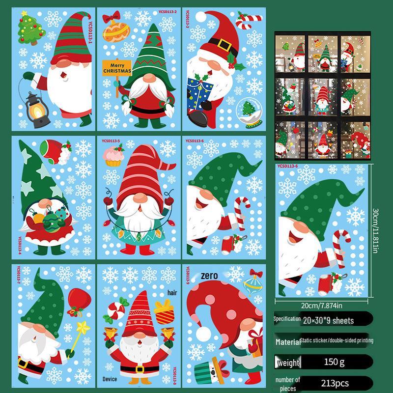 

Наліпки на вікна та стіни на статичній основі «Дід Мороз» на Різдво для скляних дверей