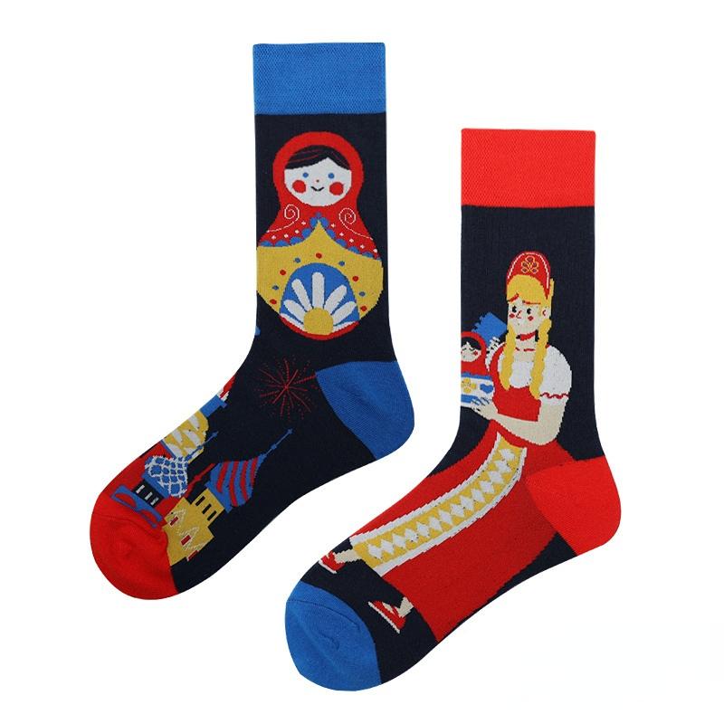 Mandarin Duck Men's and Women's Socks Original AB Trendy Socks Medium High Tube Socks Flower Fruit Animal Cartoon Cotton Socks