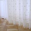 Nordic Embroidery Gauze Curtain White Yarn Transparent Balcony Yarn Living Room Bedroom Bay Window Embroidery Window Screen