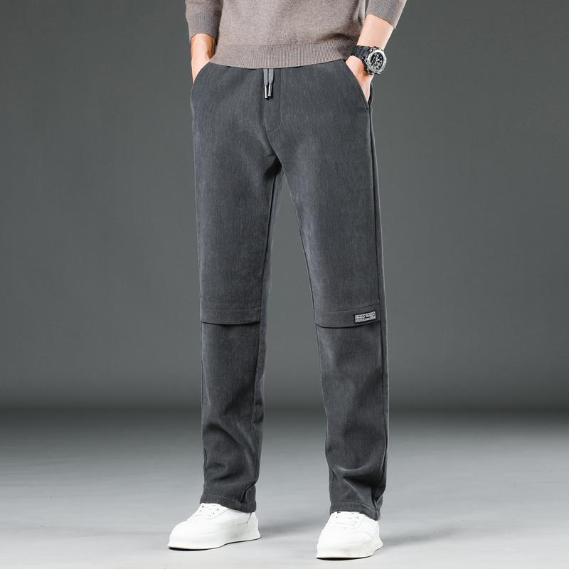 Мужские брюки, хлопковые повседневные эластичные мужские брюки, мужские длинные прямые, высокое качество, 4 цвета, брючный костюм больших размеров, M-6XL LY6068 M серый