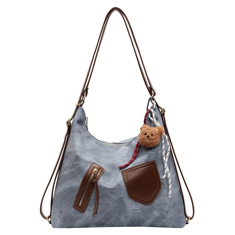 Trendy New Korean Retro Contrasting Colors Fashionable High-end Double Shoulder Tote Women's Bag Commuter Versatile Single Shoulder Messenger Bag