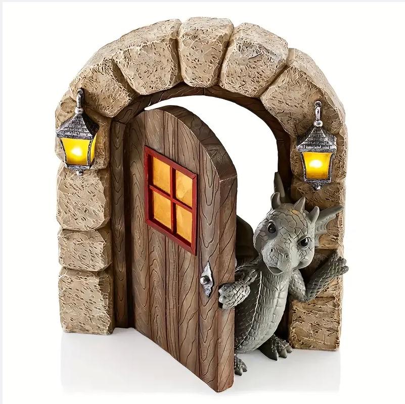 Christmas Dinosaur Window-Climbing Garden Ornament: Resin Gnome Statue Decoration