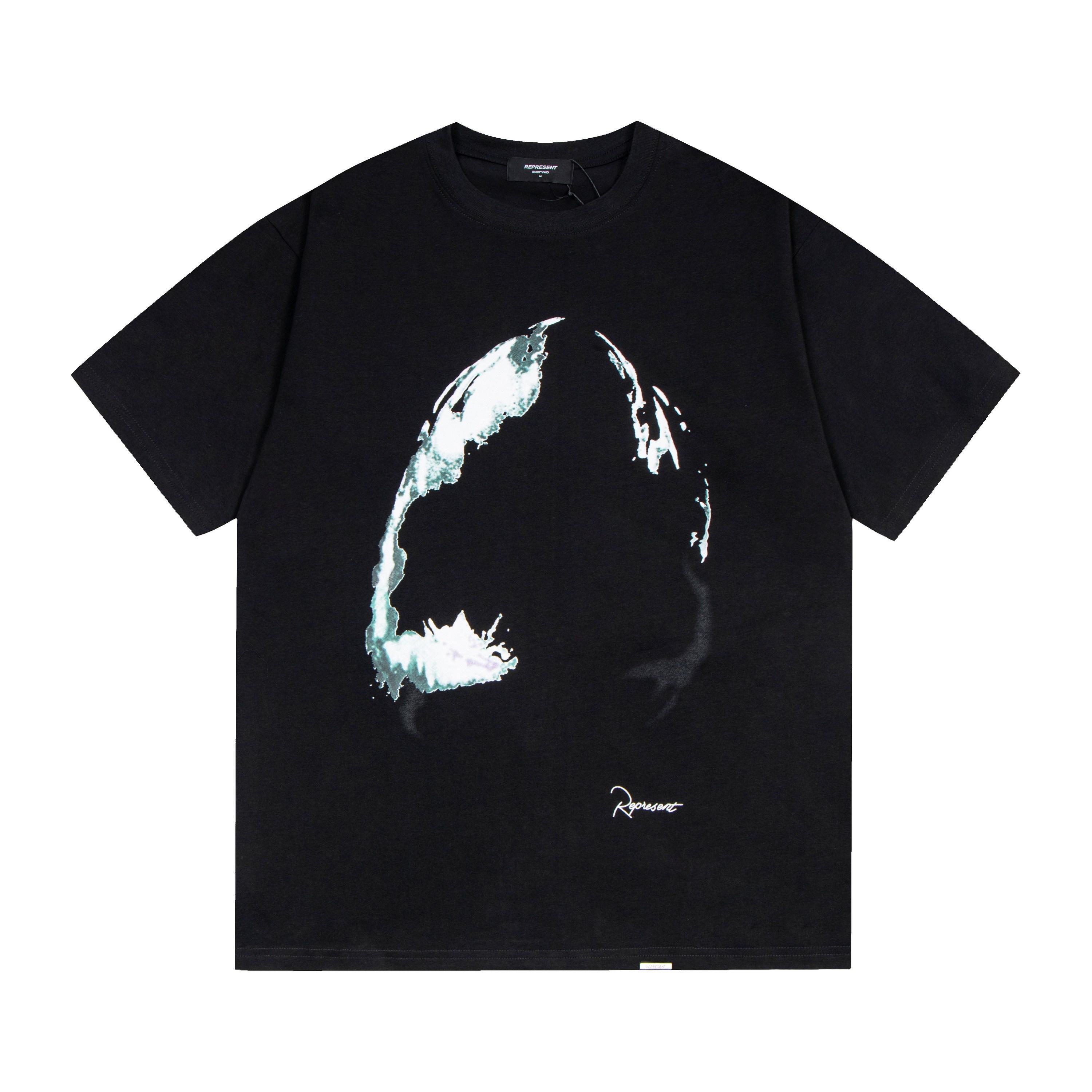 Summer Men s and Women s Oversized Black T-Shirt with Represent Abstract Water Splash Print S