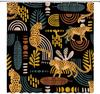 Wild Leopard Tribal Pattern Shower Curtain 70x70 Inches African Jungle Animal Print Bathroom Decoration