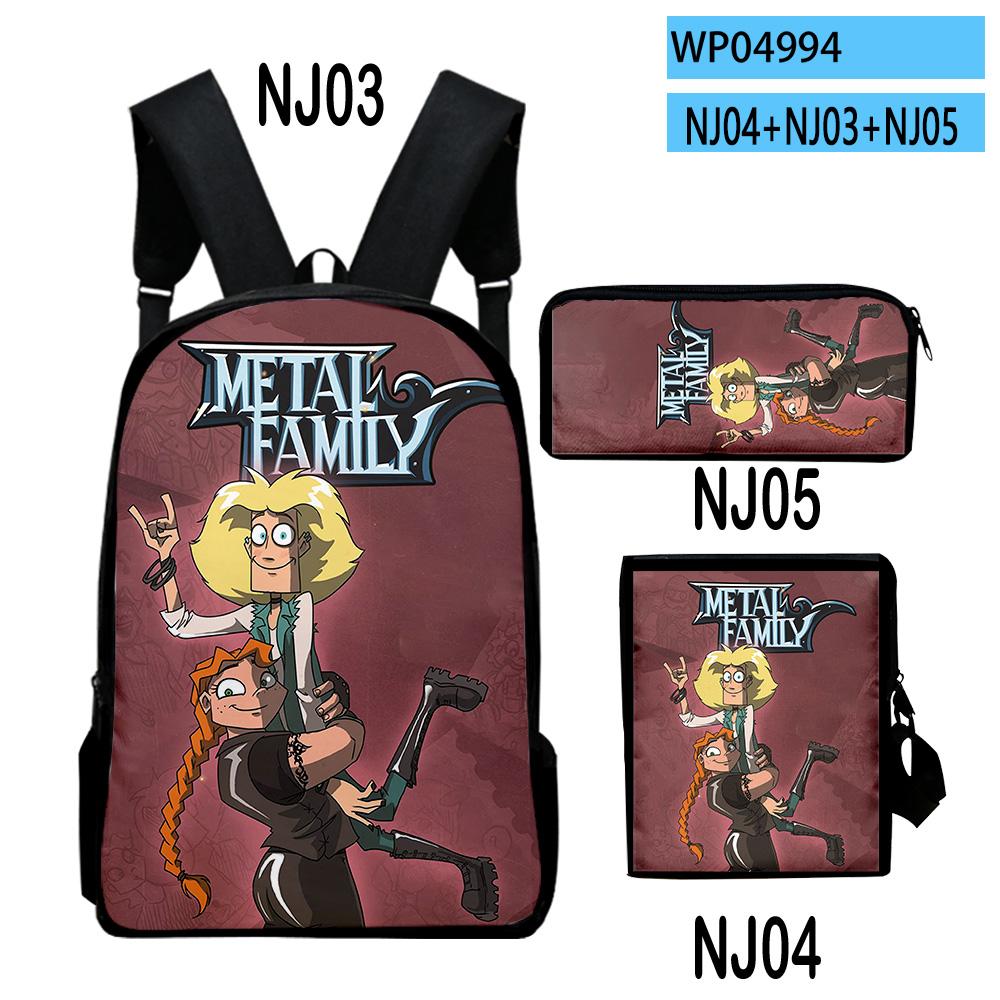 Classique Populaire Métal Famille Anime Impression 3D 3 pièces/Ensemble élève Sacs d'école Sac à dos pour ordinateur portable Sac à dos Sac à bandoulière incliné Trousse