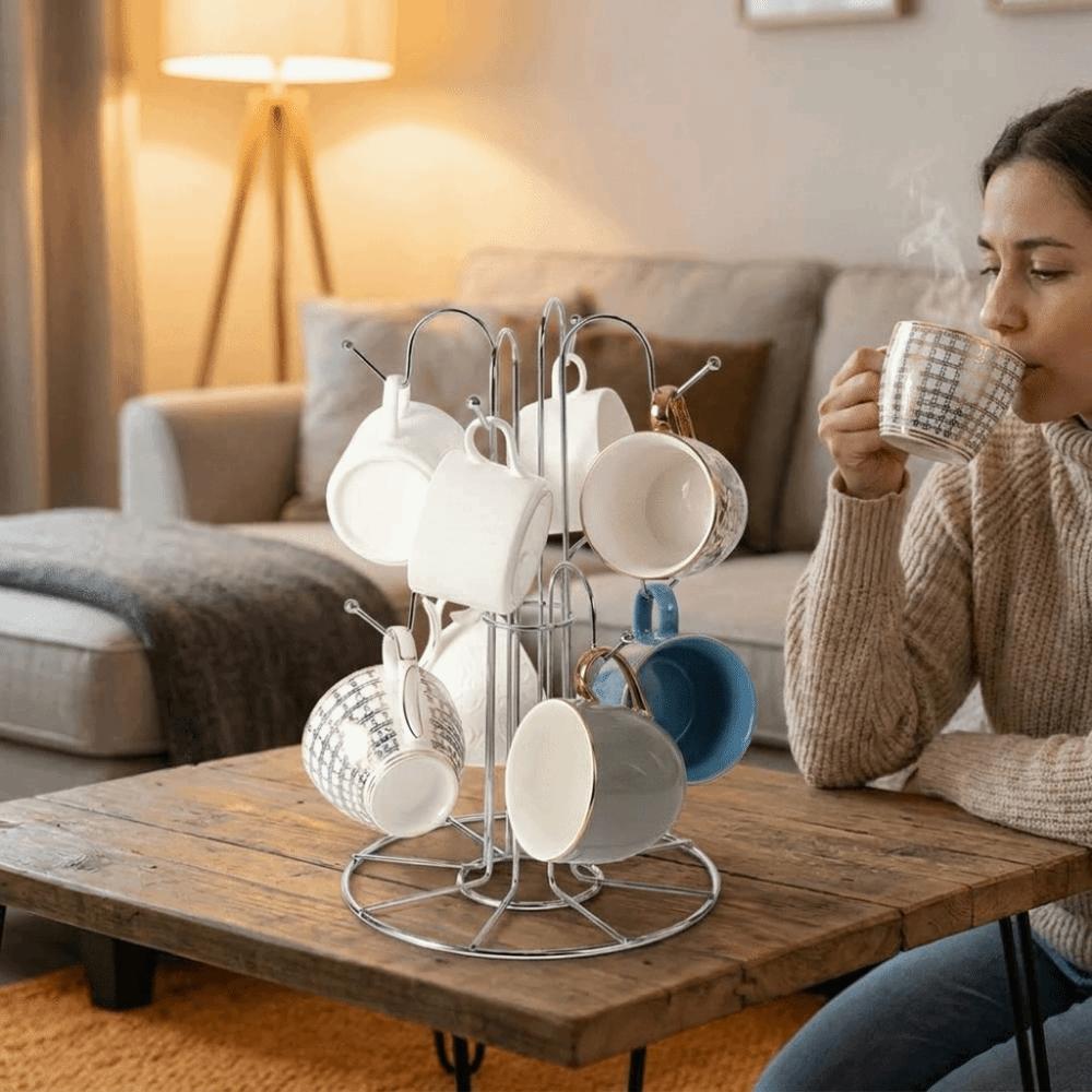 Fine Workmanship Tea Cup Storage Rack Silver Coffee Mugs Storage Rack Cup Drying Rack  Desktop