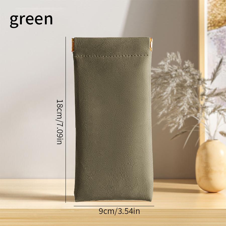 Self-closing Eyeglasses Bag Imitation Sheepskin Leather Glasses Holder Soft Velvet Interior Travel Protective Sunglasses Case