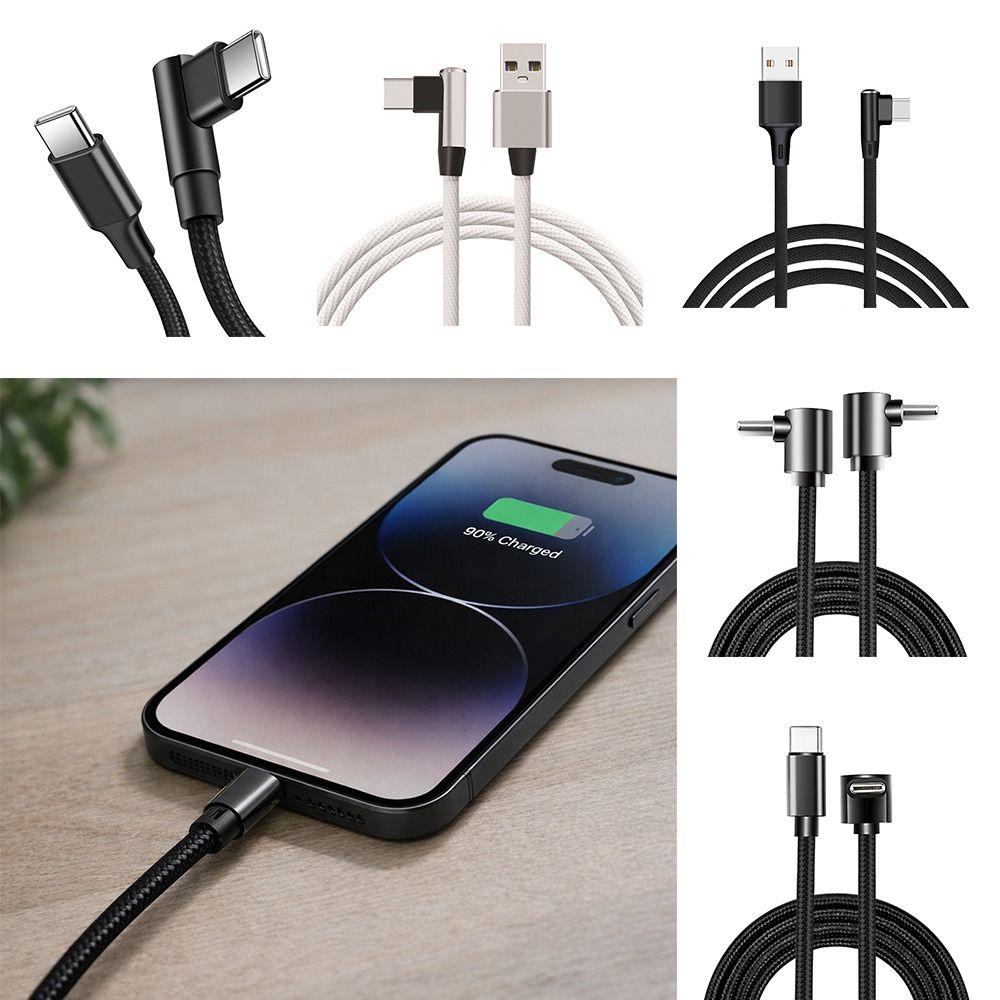 Nylon Braided USB C Cable 90 Degree Elbow Fast Charging USB to Type-C Adapter for iPhone/Samsung/Tesla/Huawei/Xiaomi/MacBook