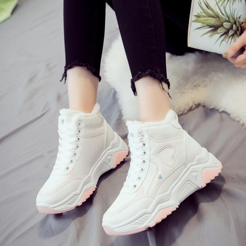 Plus Sametové Tenisky Dámské 2024 Zima Divoké Vysoké Boty Dámské Teplé Bavlněné Boty Běžecké Silné Dámské Boty Zapatos De Mujer