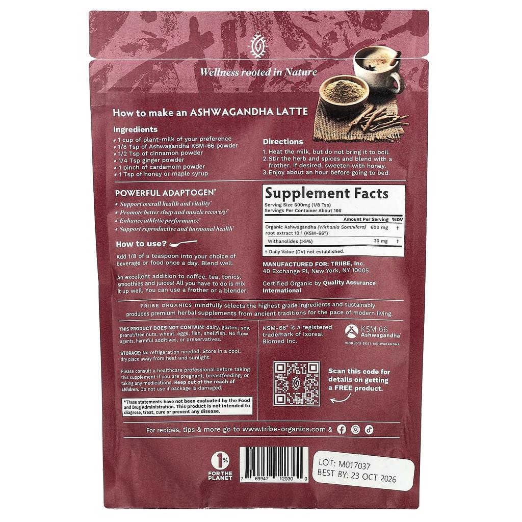 Ashwagandha Ksm-66® Powder, 100G(3.5Oz)
