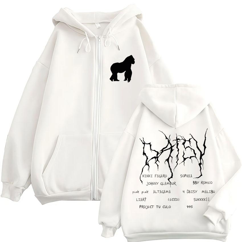 Rusowsky Daisy Tour Zip Up Hoody Men Women Clothing Hip Hop Oversized Jacket Sweatshirt Casual Pop Music Gothic Tops Hoodie