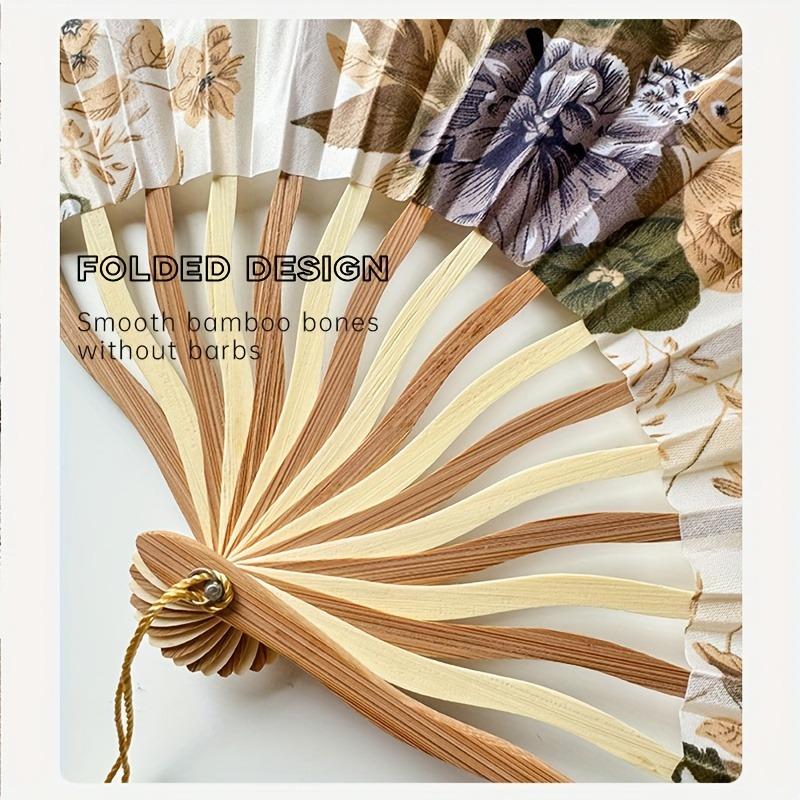 Elegant Linen Handheld Folding Fan Ink Painting Style ,Ideal for Weddings, Stage Props, and Summer Decor