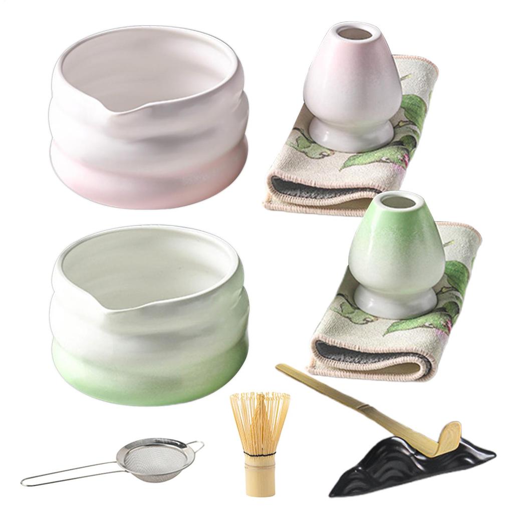 Zestaw 7 sztuk do ubijania matchy Zestaw narzędzi do matchy Zestaw trzepaczki i miseczki Japoński zestaw do herbaty z sitkiem Uchwytem na łyżeczkę Nabierką Dla Kobiet Mężczyzn Miłośnika Herbaty