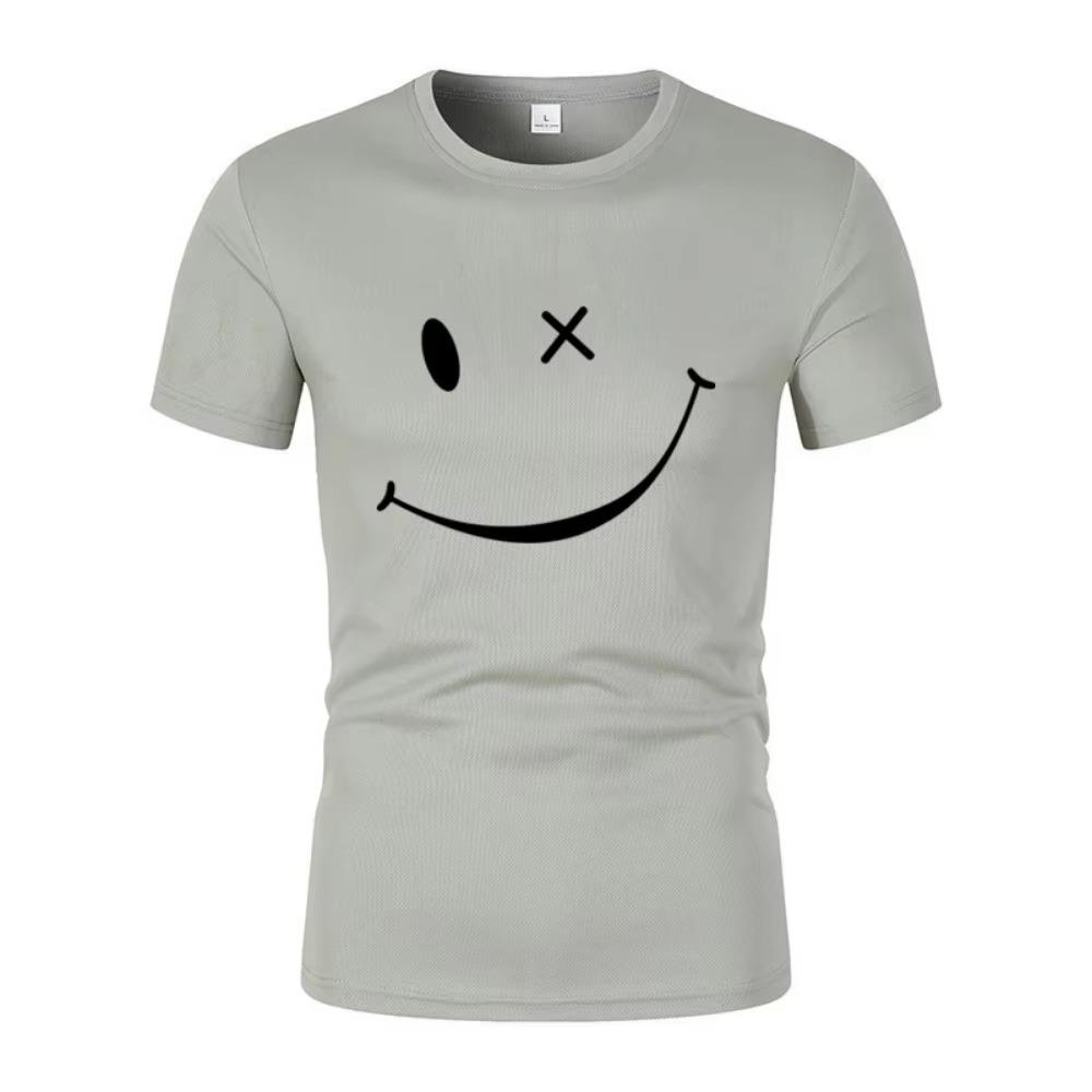 Quick-Drying Breathable Solid Color Men'S New Fashion  Funny  Print Short-Sleeved T-Shirt Casual Street Tops For Men