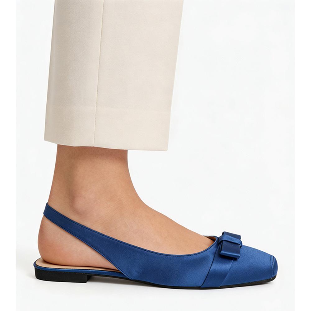 Blue Satin Shoes Women Lightweight Ballet Flats Spring Summer Dress Party Shoes Elegant Office Lady Plus Size 43