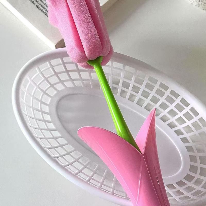 Flower Shape Cup Cleaning Brush With Detachable Sponge For Scrubbing And Long Handle Design Brush for Kitchen Use