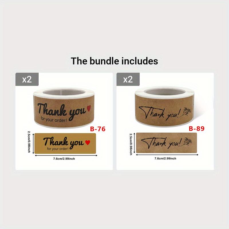 Adhesive Kraft Paper Thank You Stickers for Sealing & Baking - Cake Stickers for Order Packaging