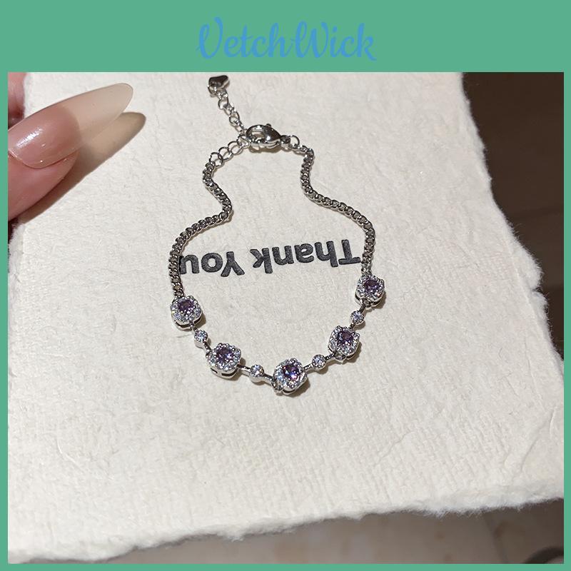 Copper Zircon Stone Charm Bracelet For Women In Light Luxury Fashion Style