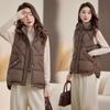 New Lingge Autumn and Winter Women's Lightweight Sleeveless Vest Hooded Solid Color Thickened Warm Sports Casual Loose Lightweight Jacket