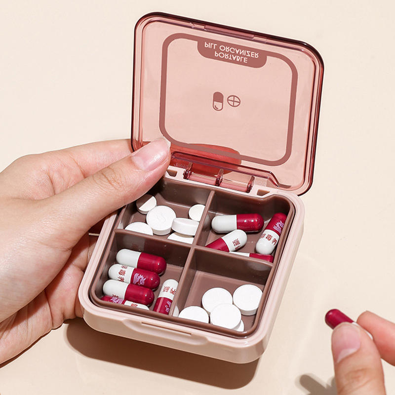 Mini Pill Subpackage Storage Cases Sealed and Moisture-proof 4-grid Medicine Box Travel Portable Square Medicine Boxes