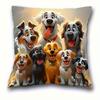 1Pc Cartoon Dog Family Themed Printed Throw Pillow Cover,Suitable For Sofa, Bedroom, Living Room, A Healing Gift For Dog Lovers.