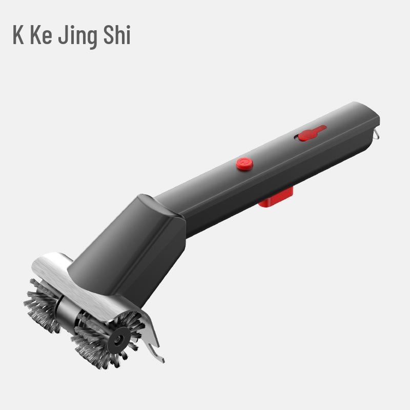 Rechargeable Dual-Wheel Electric BBQ Brush with Water Spray and Heavy-Duty Stainless Steel Bristles