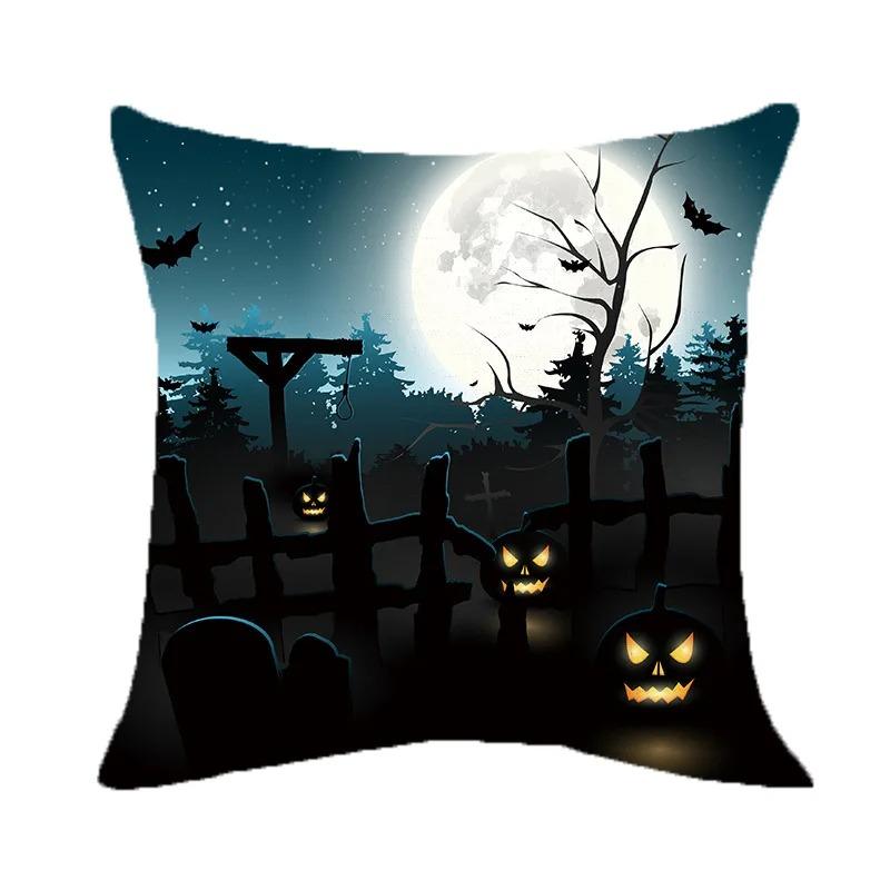 Halloween Theme Pillow Cover Car Office Living Room Sofa Halloween Pumpkin Lantern Decoration Pillow Cover