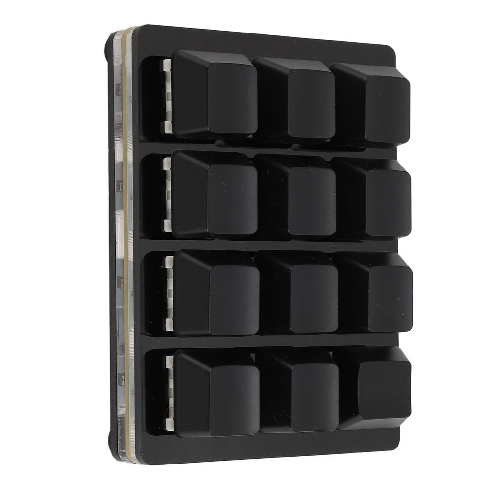 12 Key Mechanical Gaming Keyboard Mini USB Wired RGB Red Switch Programmable Macro Keyboard Black