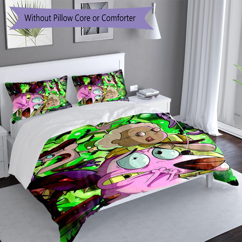 3pcs Courage the Cowardly Dog Pattern Bedding Set Duvet Cover Set Includes Duvet Cover &pillowcases, Perfect All Season Bedroom Decoration & Gift