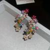 Sweet Shining Flower Earrings Colored Sweet Ear Clips Fashion Rhinestone Flower Earrings  Women