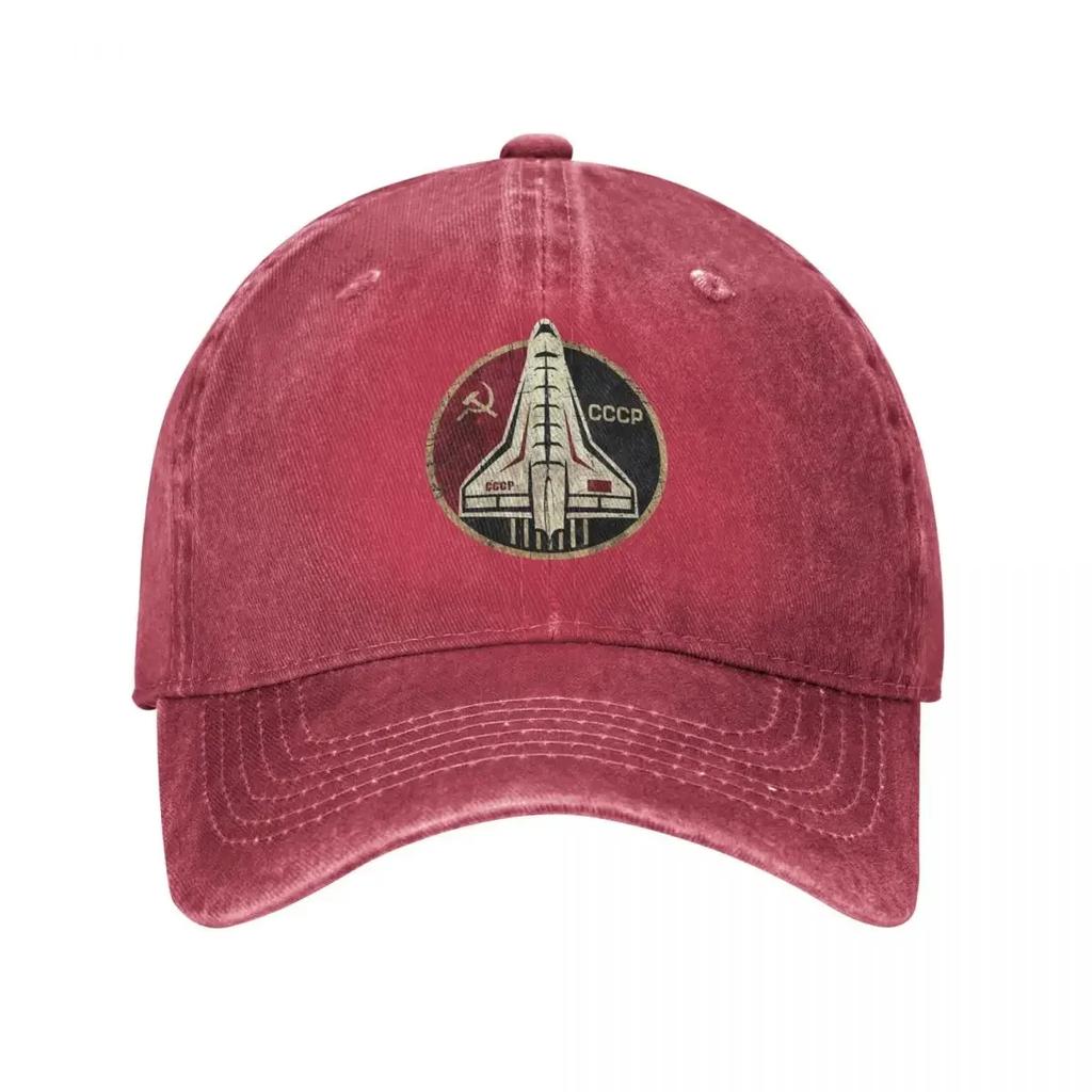 Vintage CCCP Yuri Gagarin Rymd Basebollkepsar för Unisex Kvinnor Sliten Tvättad Solkeps Rymdfärja Emblem Justerbar Passform Kepsar Keps