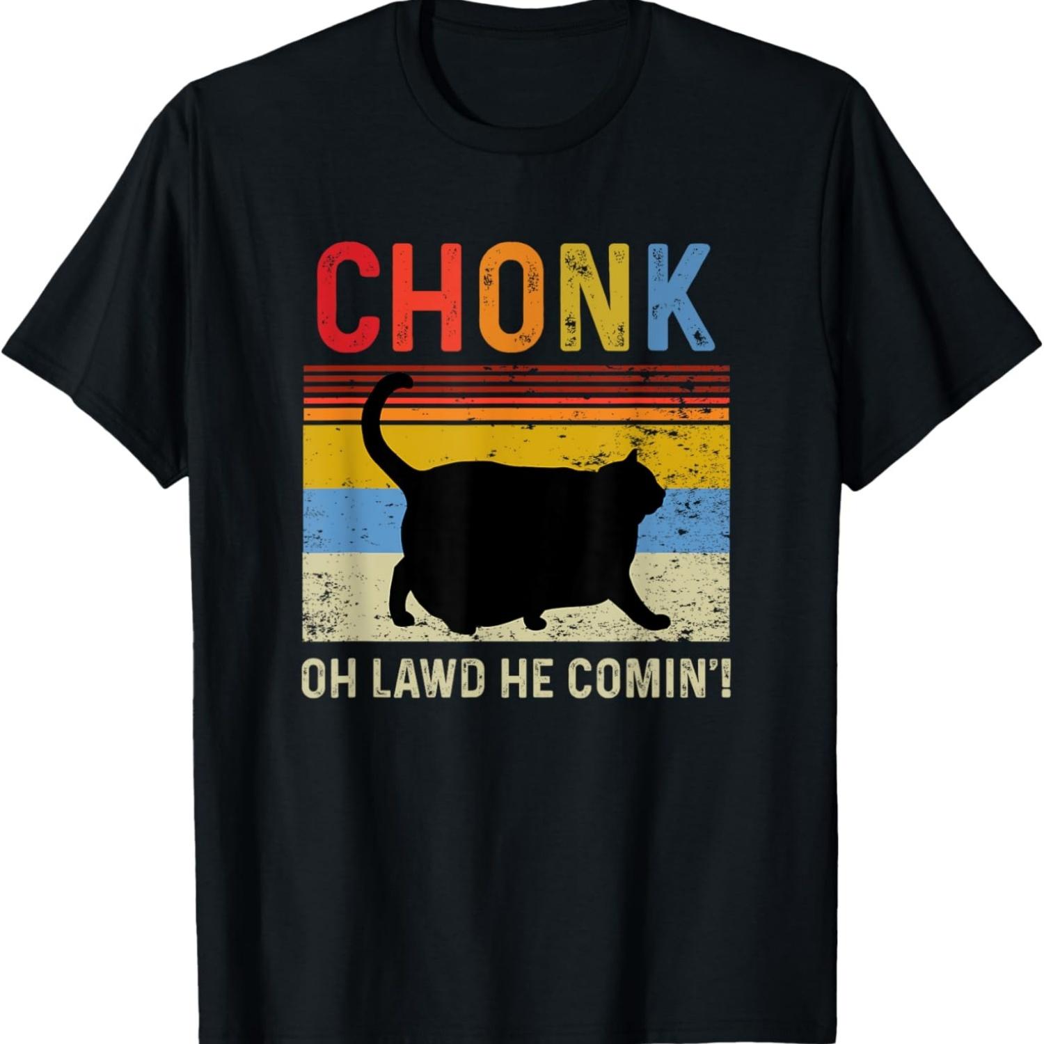 Chonk Cat Scale Meme Funny Retro Style Vintage Cats Memes T-Shirt(6) S чёрный