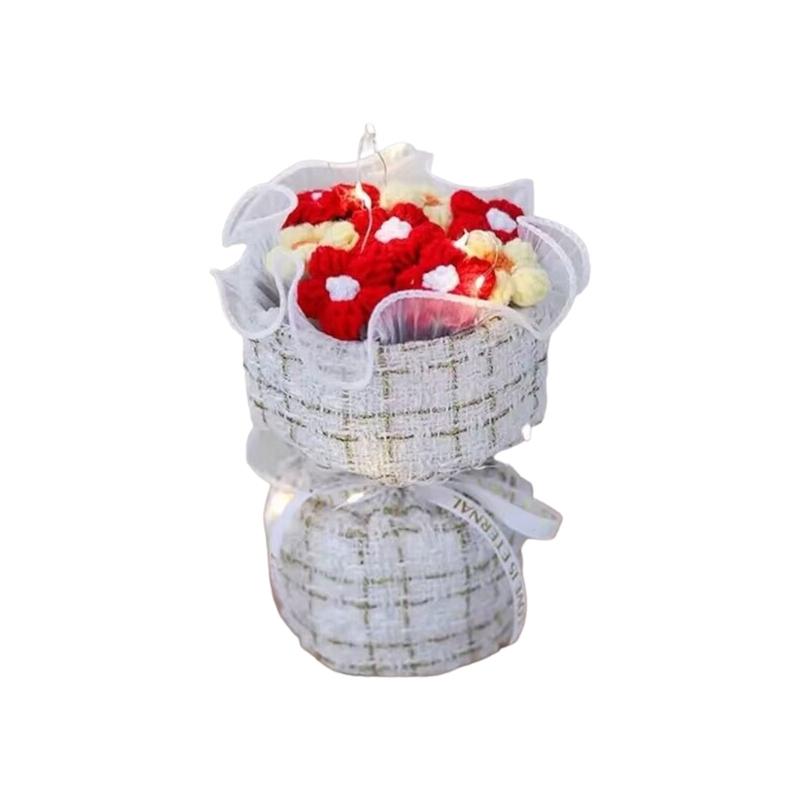 Knitted yarn simulation puff bouquet