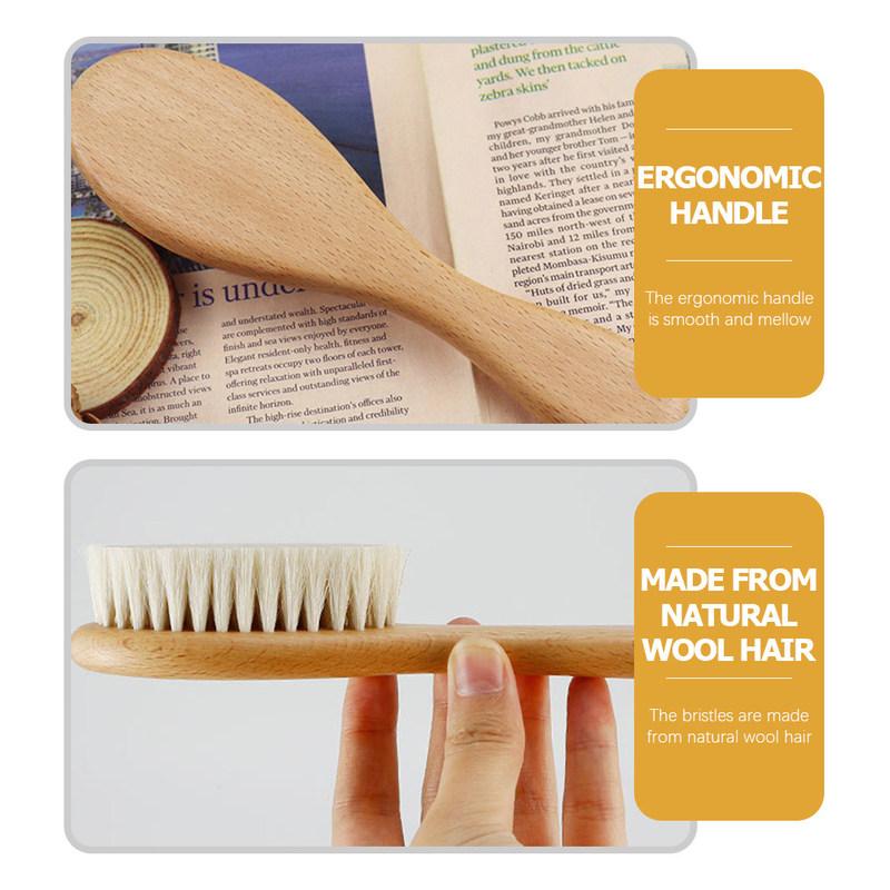 1Set Brush and Wooden Comb Set for Newborns Natural Hair Care Detangling Scalp Stimulation Gentle Shower