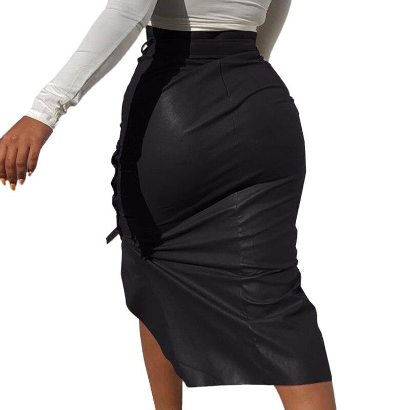 2023 Women Skirt Female Drawstring High Waist Pleated Asymmetrical Outfits Elegant Ladies Solid Bag Hip Clothing