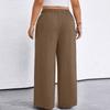 Pantalon Décontracté Mode Femme Grande Taille Coupe Ample Cordon de Serrage Jambe Large Jambe Droite