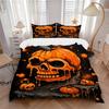 3pcs Halloween Pumpkin Skull Duvet Cover Set - Machine Washable, Includes 1 Cover and 2 Pillowcases, No Core Included Yy251013120
