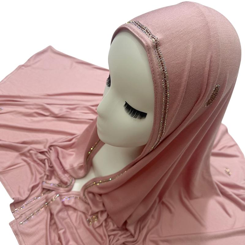 Luxury Czech Diamonds Mercerized Cotton Jersey Scarf Muslim Woman Premium Shiny Shawl Hijabs Arab Female Stretchy Turbans Wrap