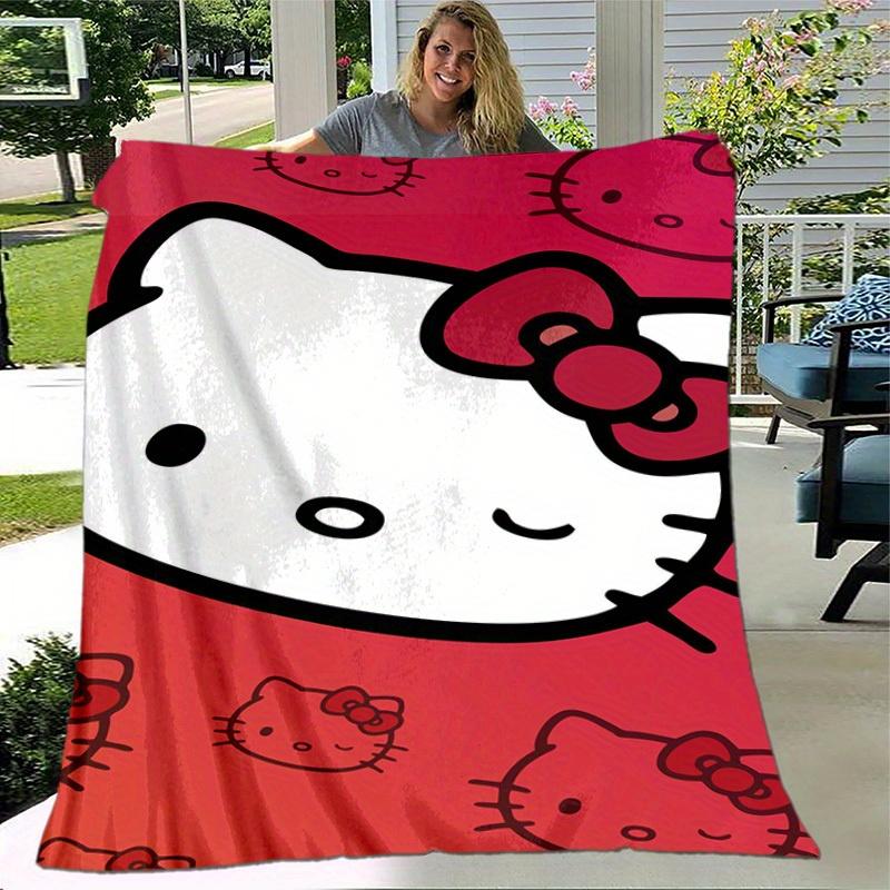 1pc. Hello Kitty Red Background Cute Cartoon Print Blanket - Home Office Outdoor Gift Suitable for All Seasonsz041747