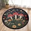 Round Black Carpet Dreamy Colored Mushroom Pattern Rug Living Room Bedroom Anti Slip Dirt Resistant Floor Mat Home Decoration